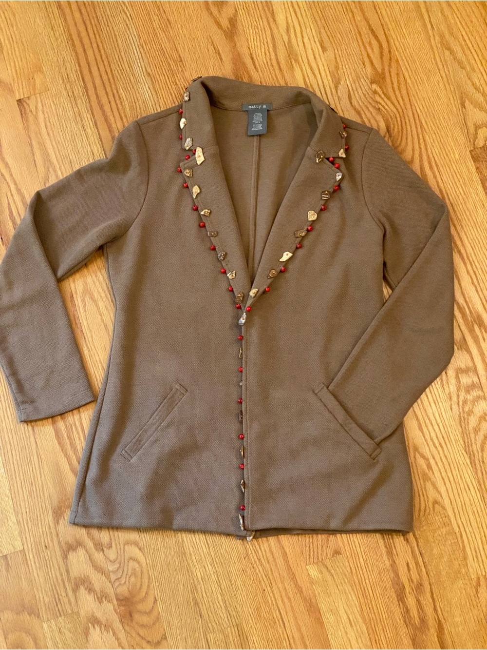 Matty M one-of-a-kind Embellished Open-Front Blazer
